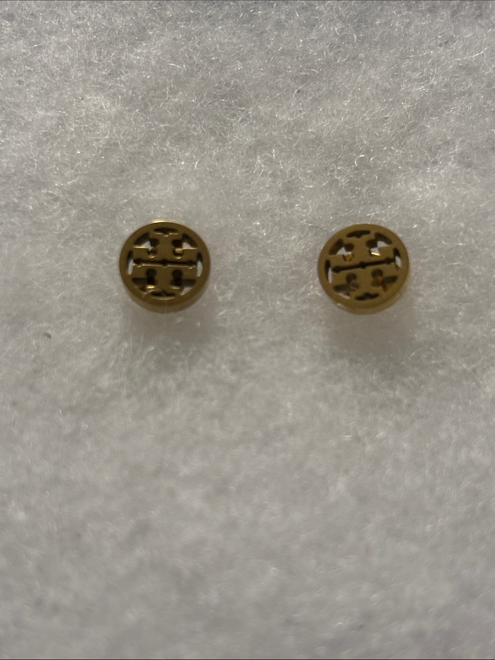 Tory Burch Gold Logo Round Stud Earrings
